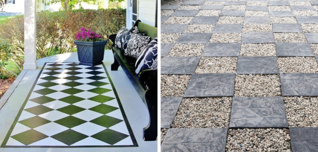 Painted Checkerboard Concrete Patio DIY